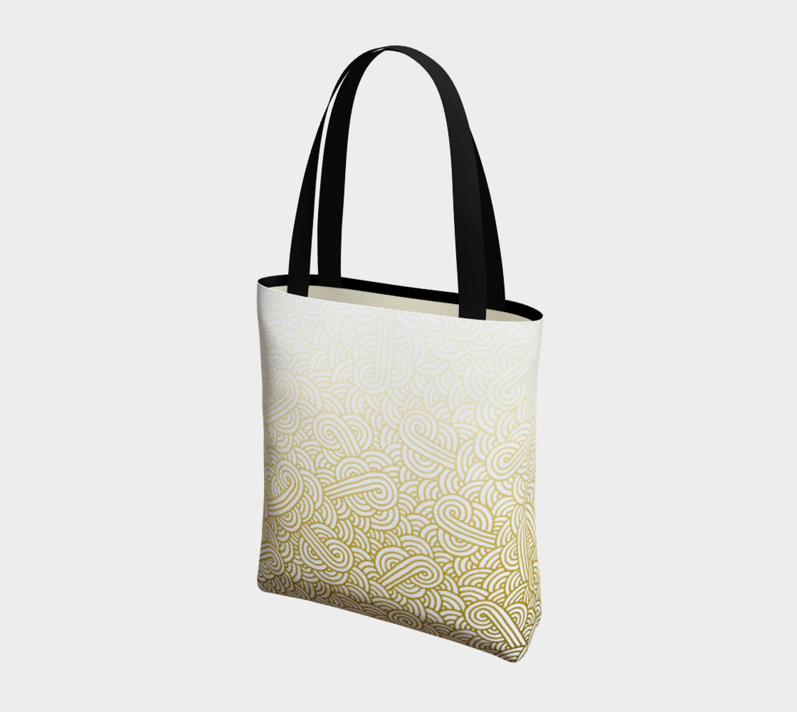 Gradient yellow and white swirls doodles Tote Bag preview #3