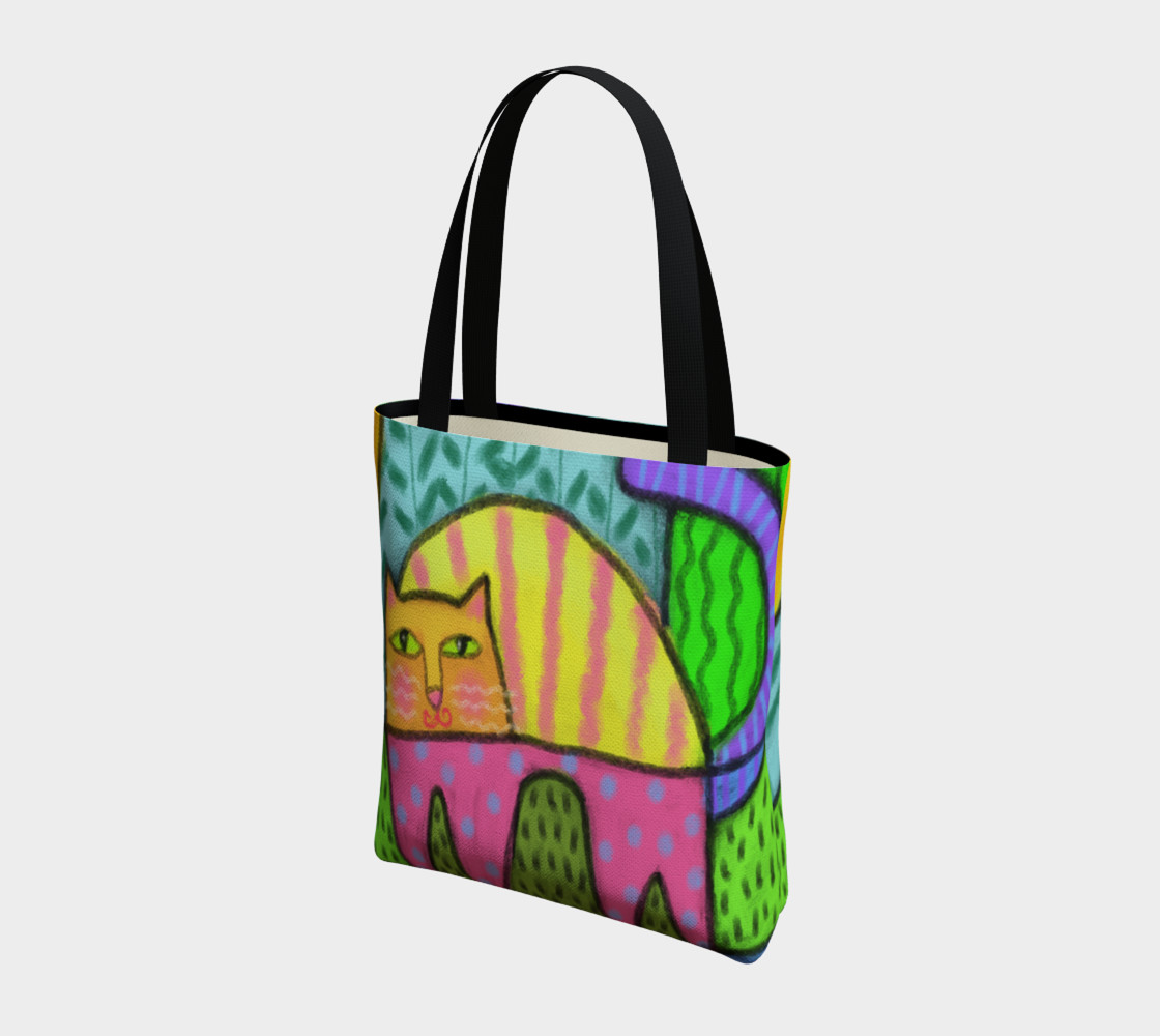 Funky Cat Abstract Art Tote Bag preview #3