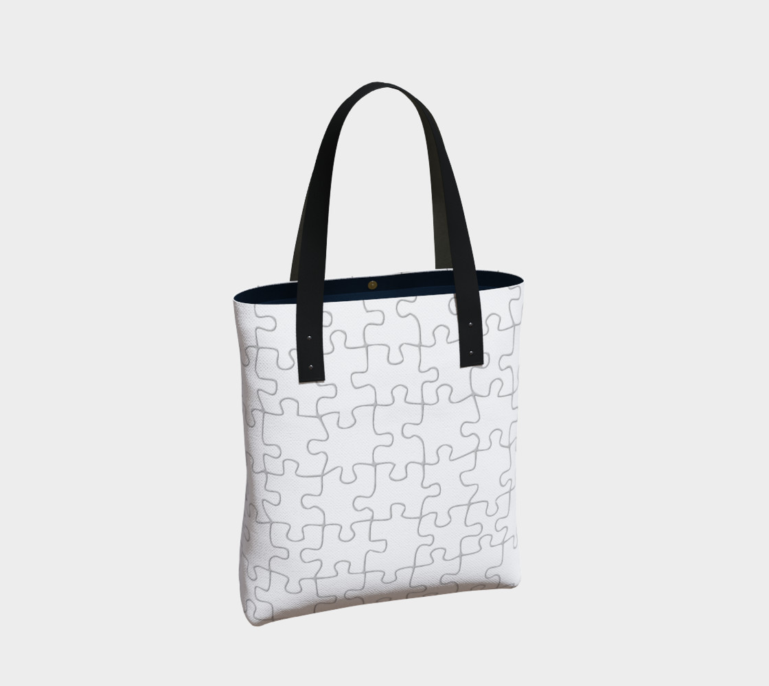 White Colored Jigsaw Puzzle Tote Bag thumbnail #3