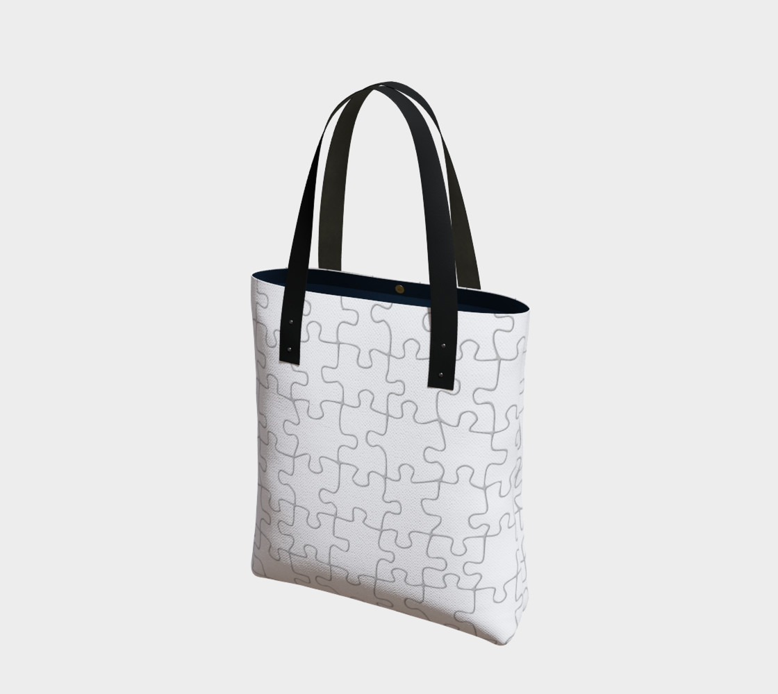 White Colored Jigsaw Puzzle Tote Bag preview #1