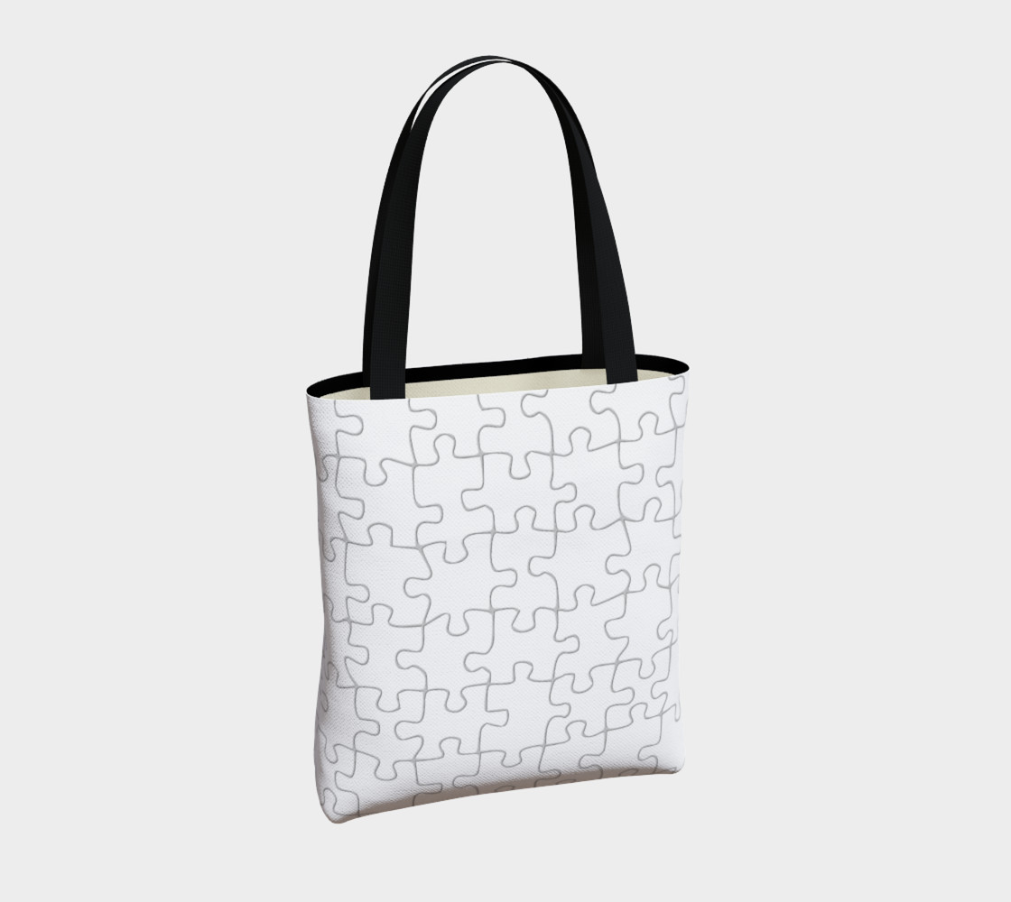 White Colored Jigsaw Puzzle Tote Bag thumbnail #5