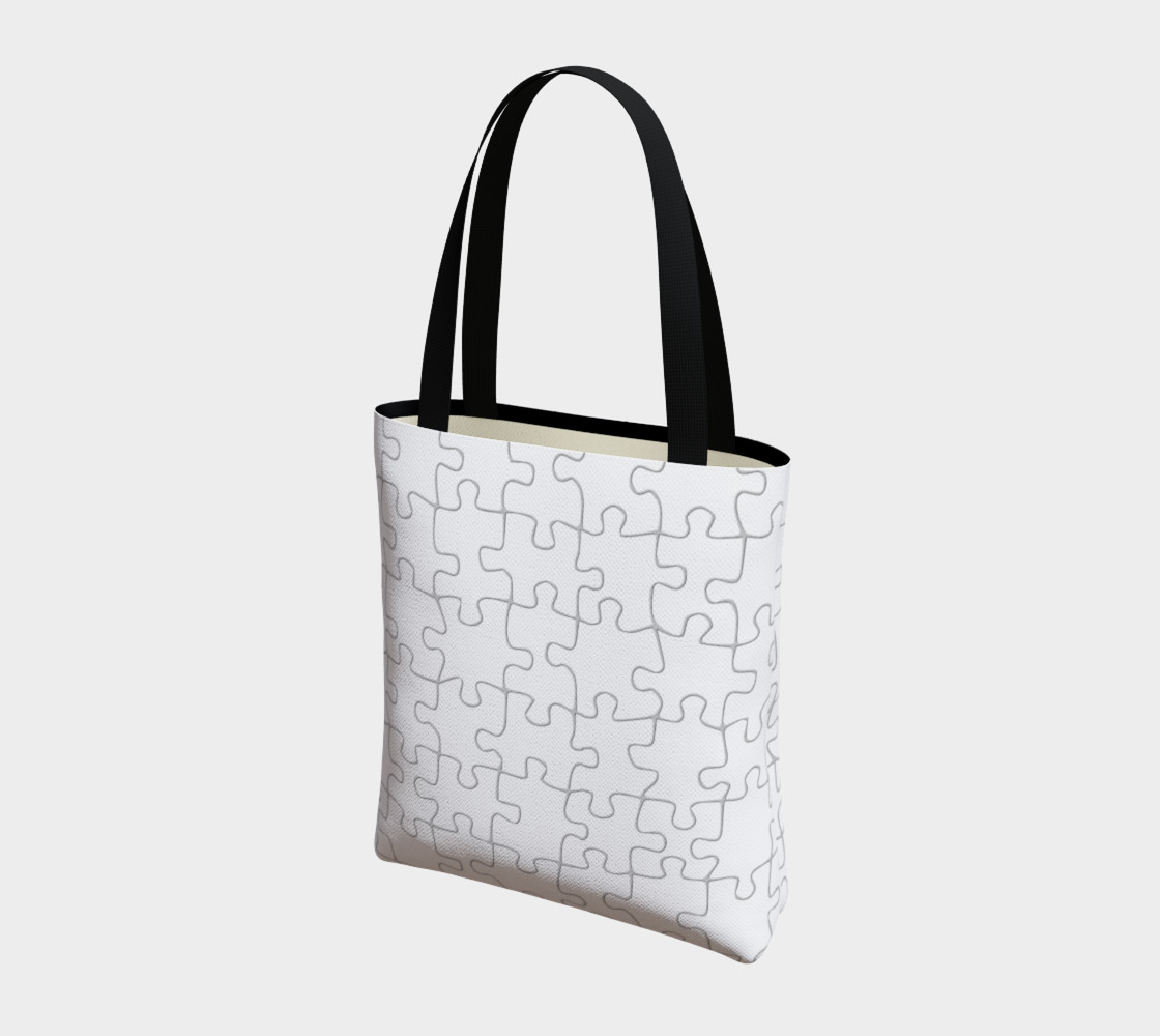 White Colored Jigsaw Puzzle Tote Bag thumbnail #4