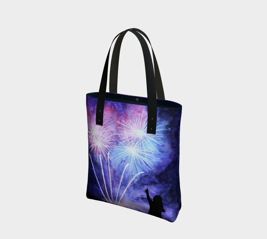 Blue and pink fireworks Tote Bag 3D preview