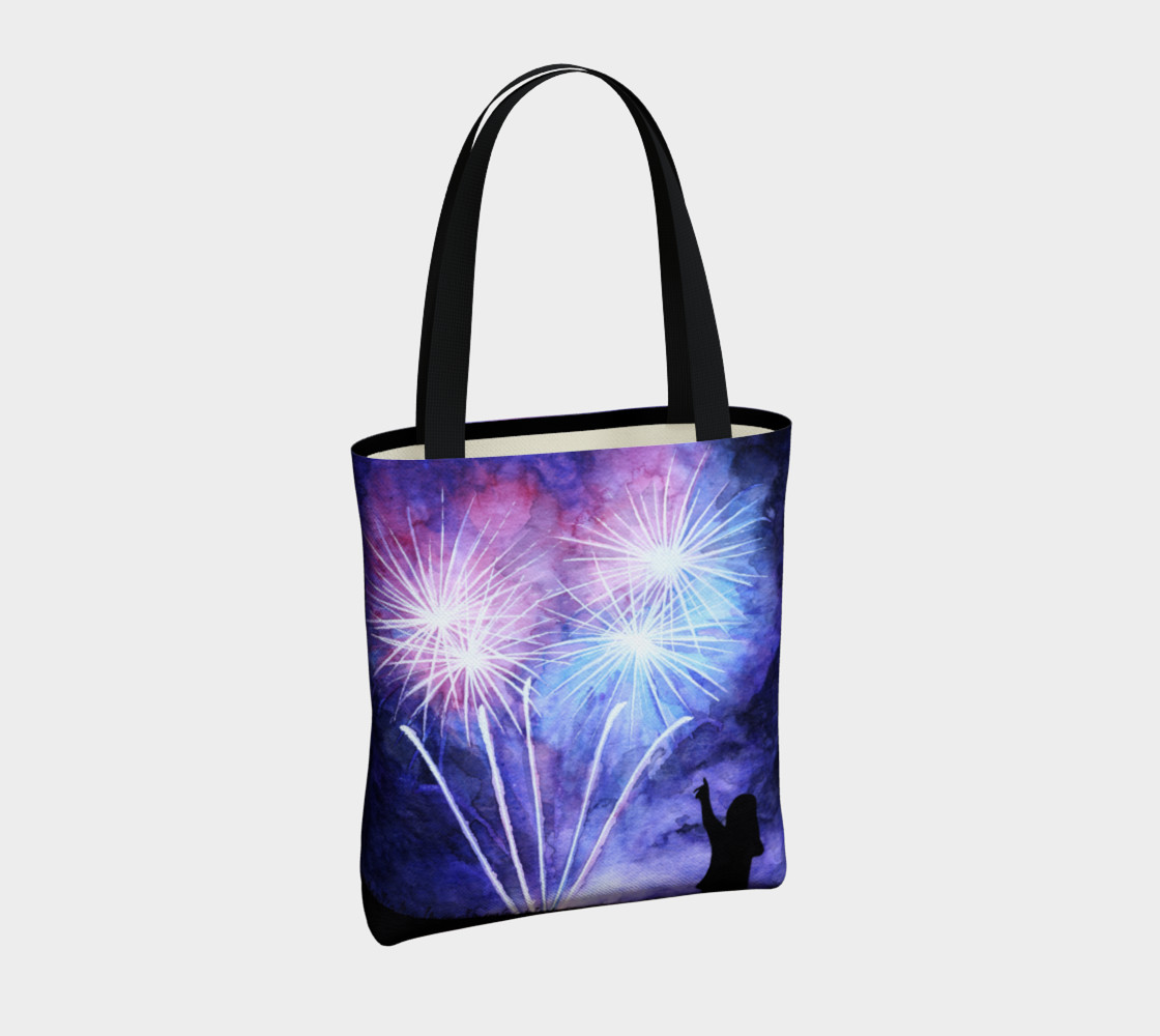 Blue and pink fireworks Tote Bag thumbnail #5