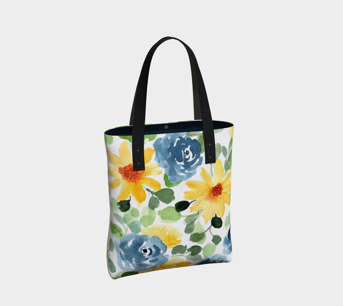 Lovely Watercolor Blue and Yellow Floral preview #2