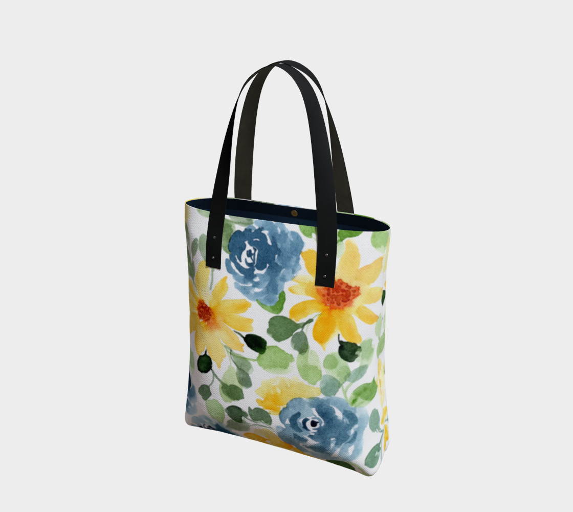 Lovely Watercolor Blue and Yellow Floral preview #1