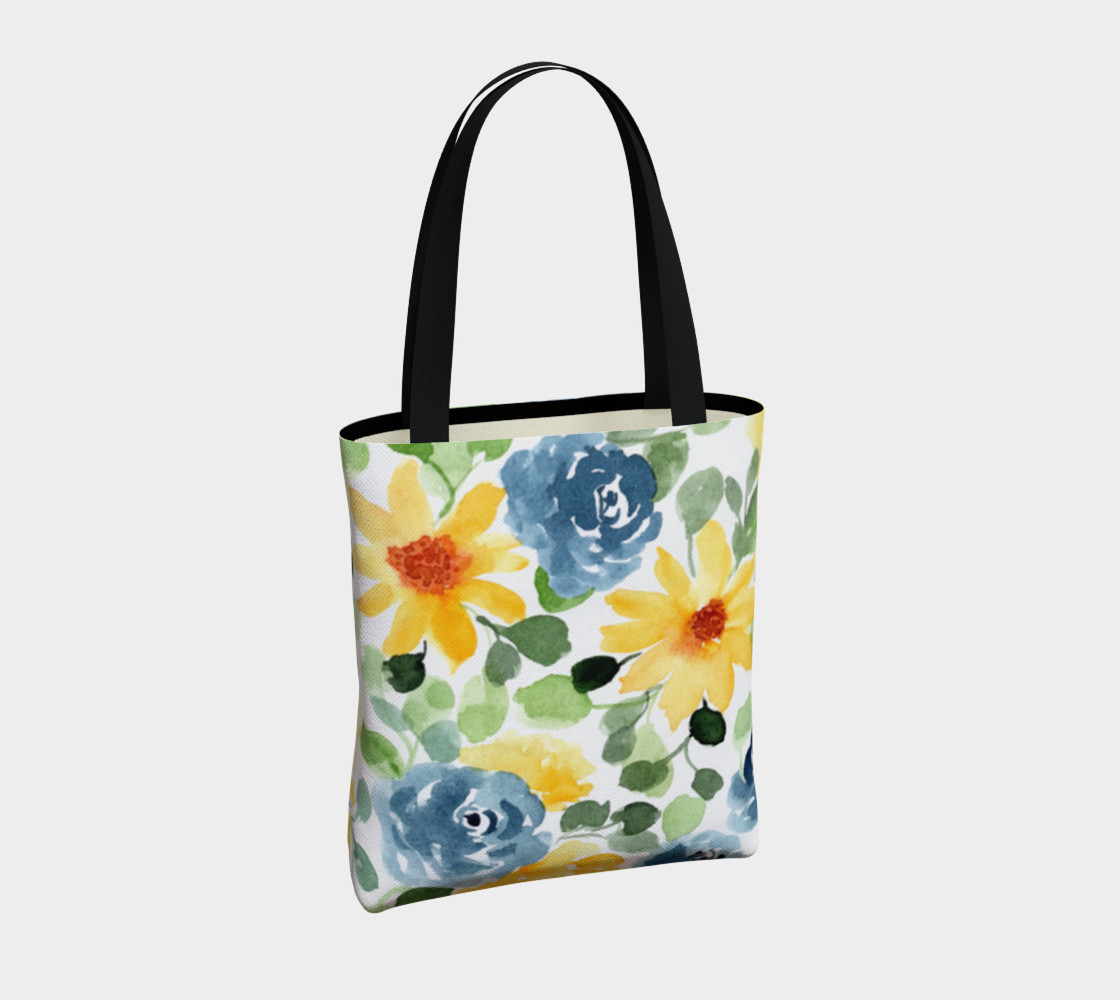 Lovely Watercolor Blue and Yellow Floral preview #4
