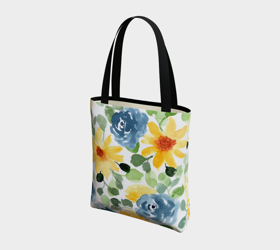 Lovely Watercolor Blue and Yellow Floral preview #3