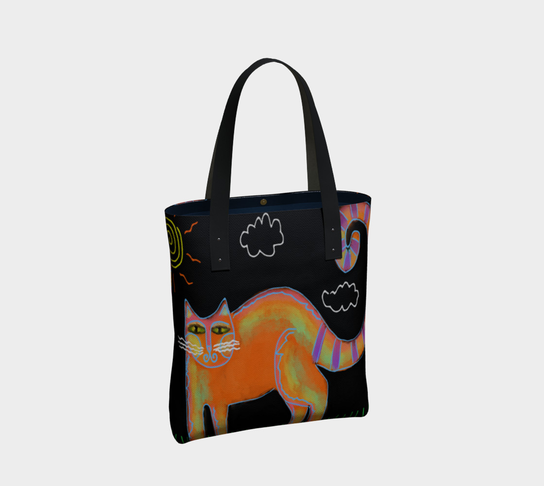 Aperçu de Orange Cat with Sun Abstract Art Shoulder Bag #2