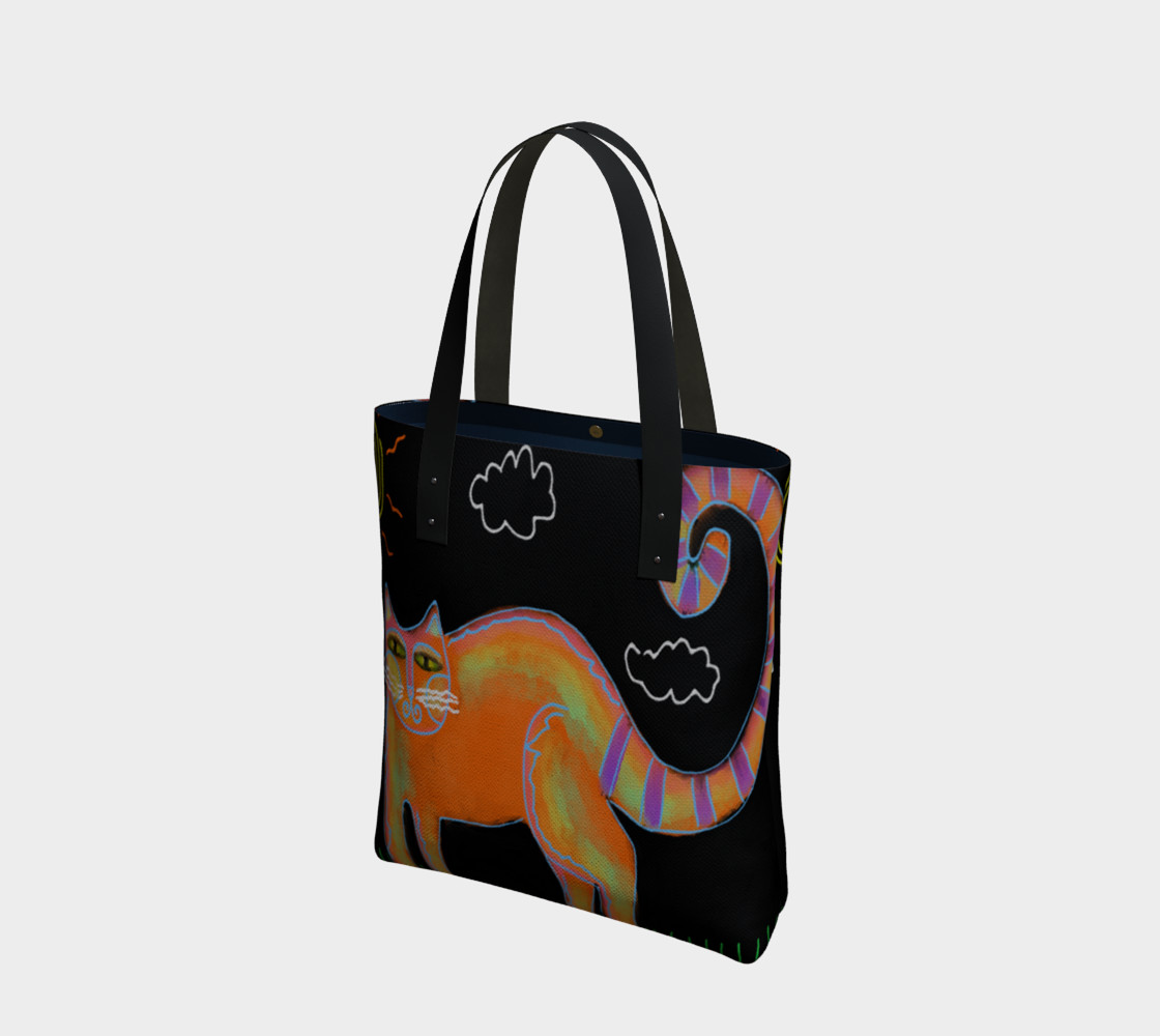 Aperçu de Orange Cat with Sun Abstract Art Shoulder Bag #1