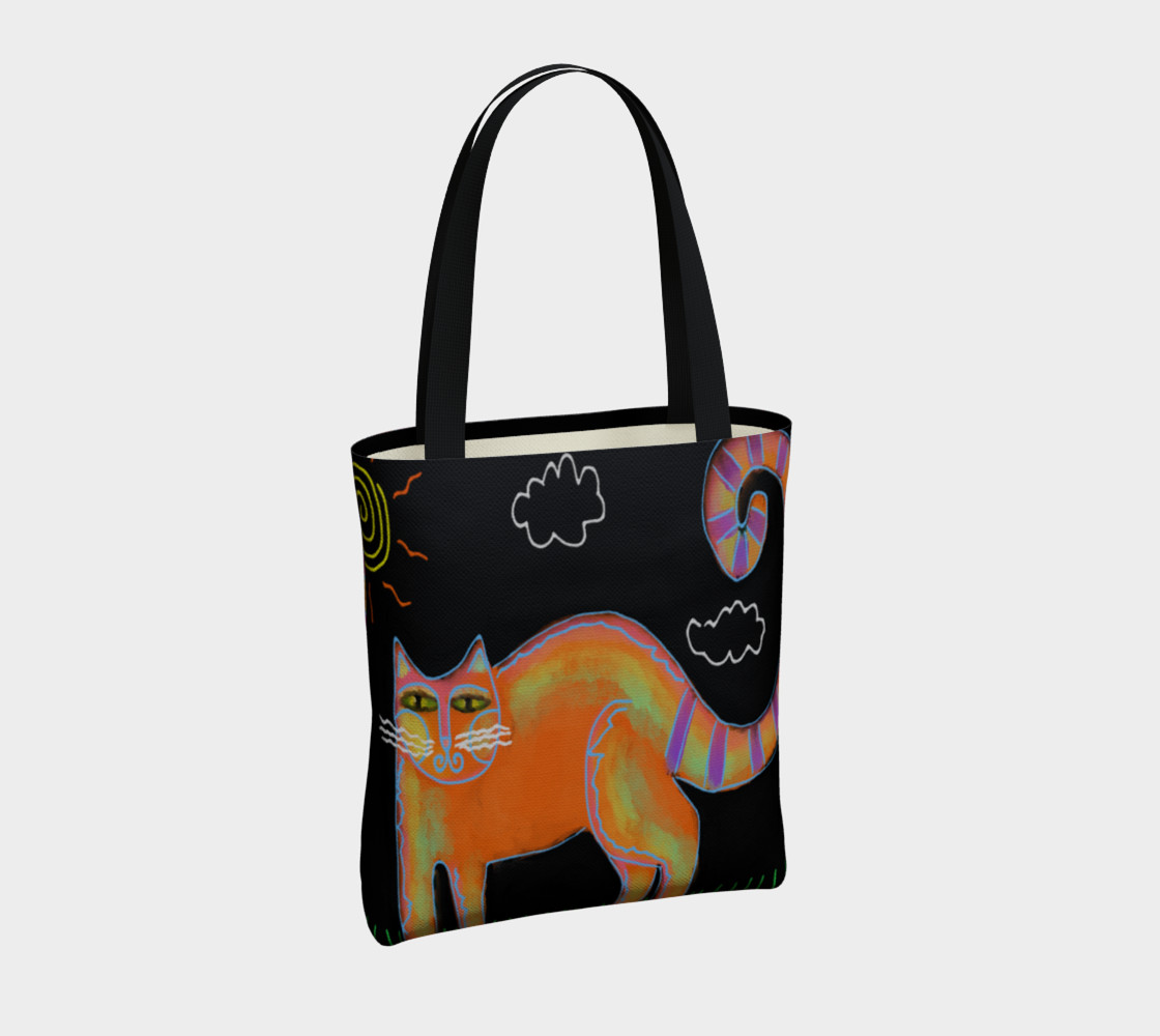 Aperçu de Orange Cat with Sun Abstract Art Shoulder Bag #4