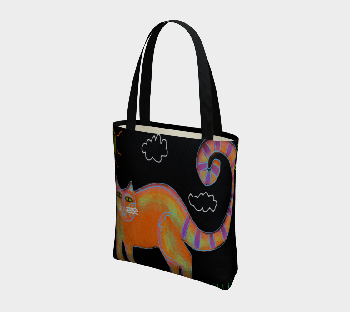 Aperçu de Orange Cat with Sun Abstract Art Shoulder Bag #3