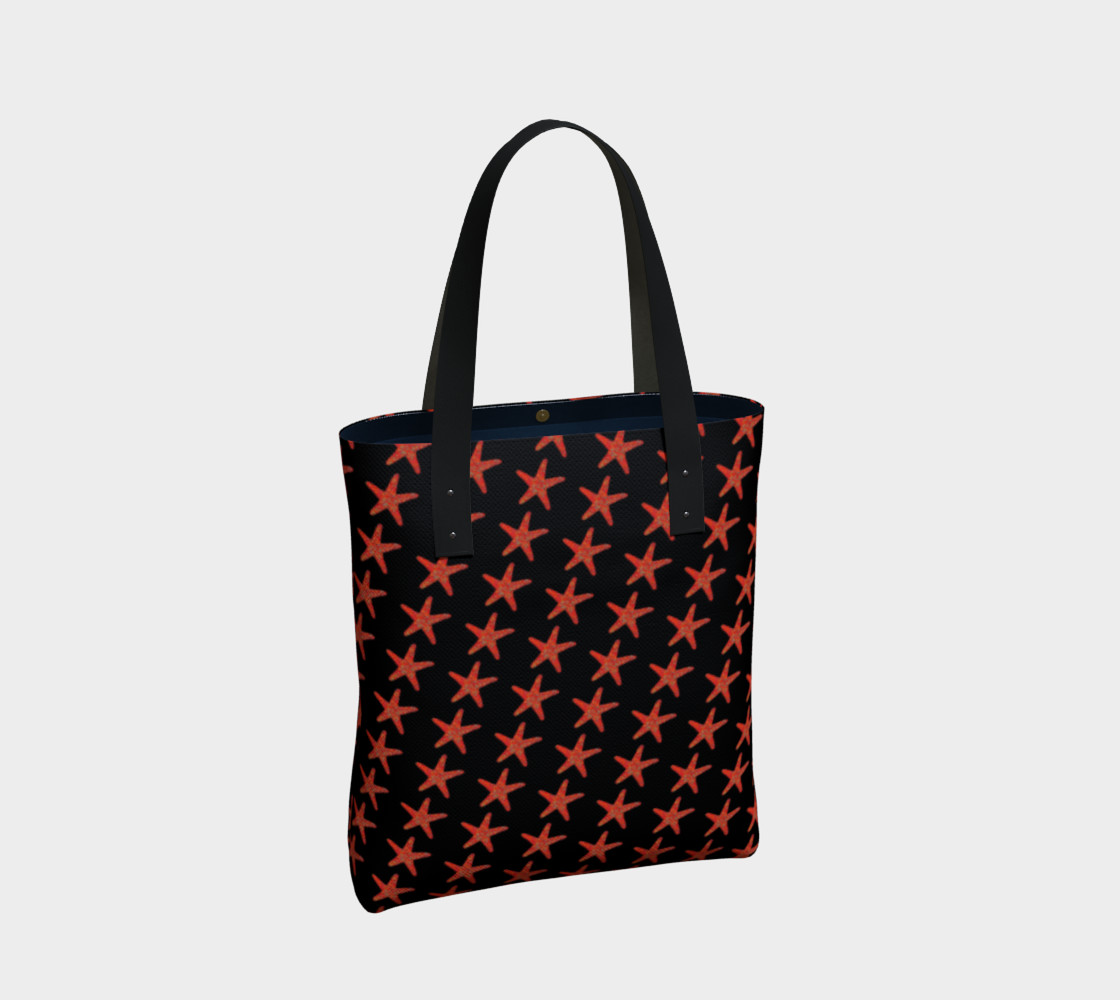 black tote bag with red lining