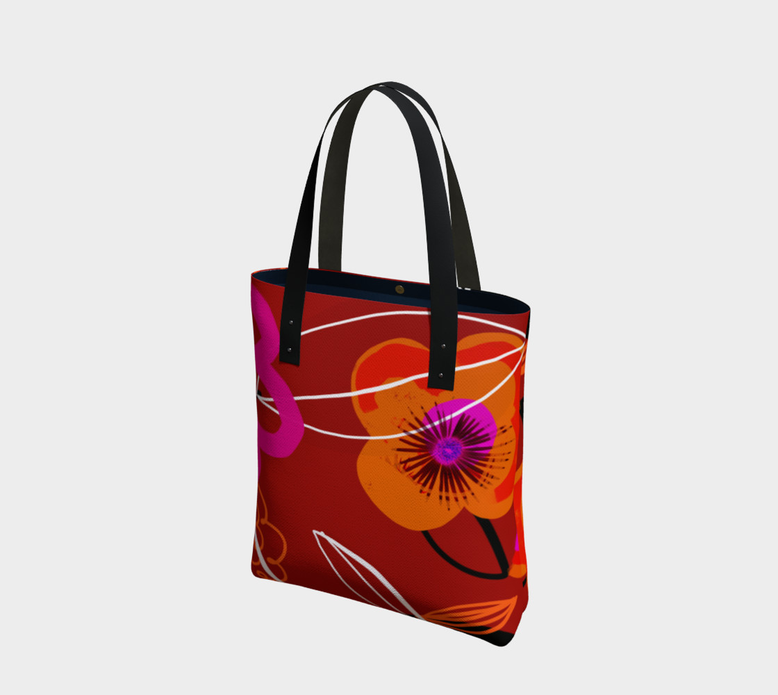 Warm red and orange Poppy Tote Bag 3D preview