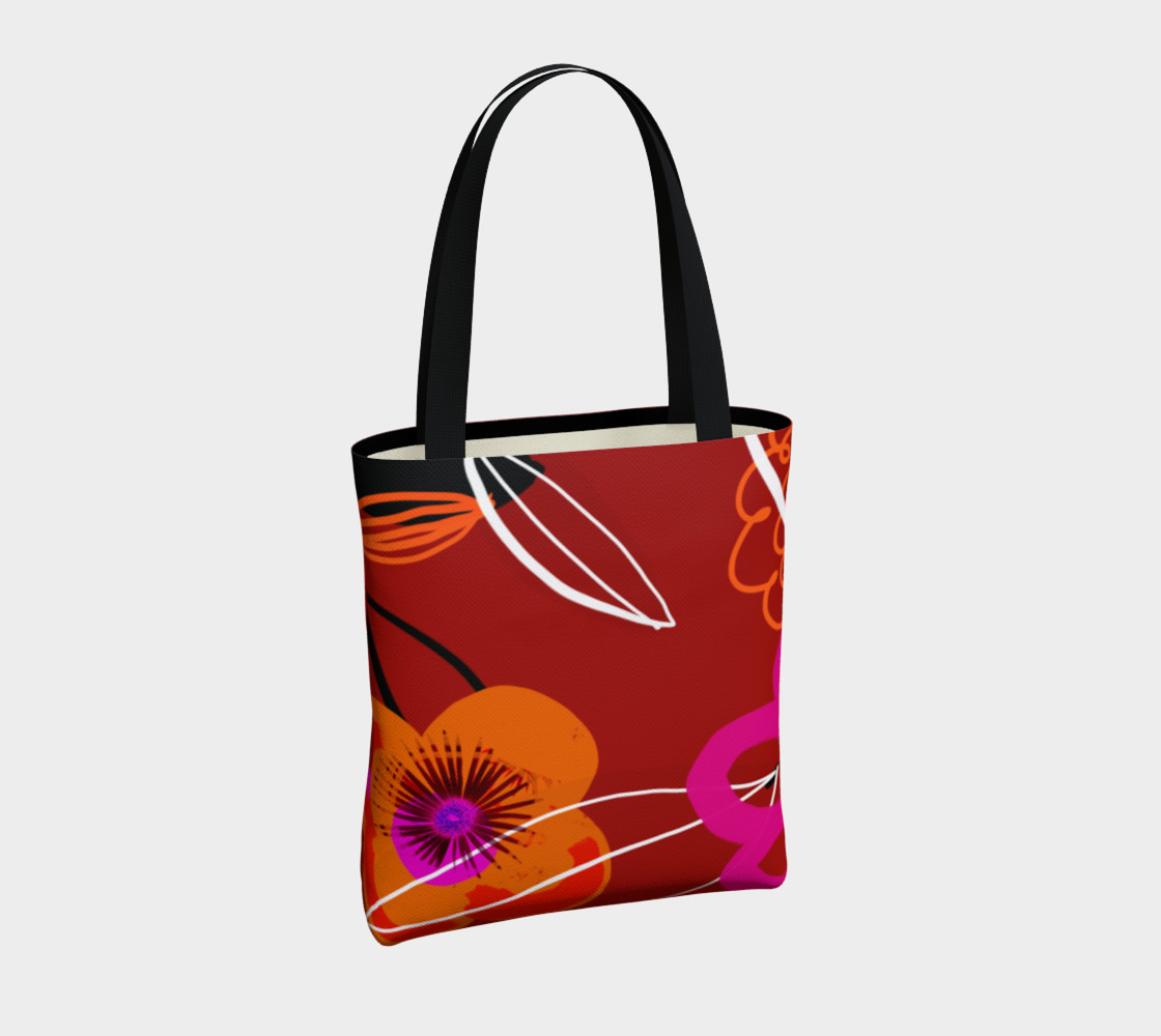 Warm red and orange Poppy Tote Bag preview #4