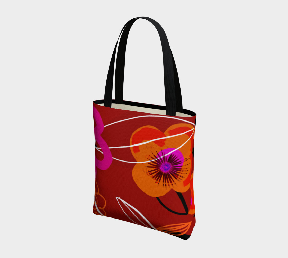 Warm red and orange Poppy Tote Bag preview #3