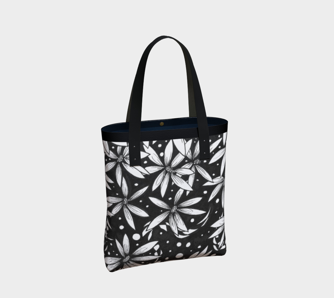 Monochrome Floral and Dots Tote Bag thumbnail #3