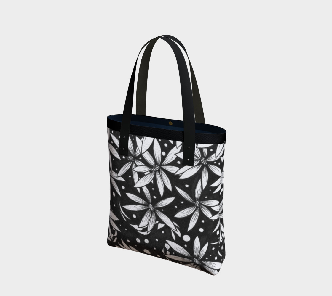 Monochrome Floral and Dots Tote Bag thumbnail #2