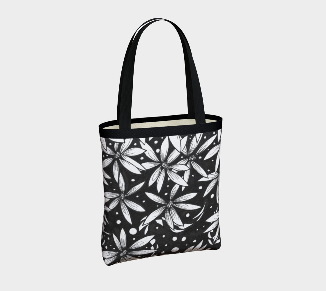 Monochrome Floral and Dots Tote Bag preview #4
