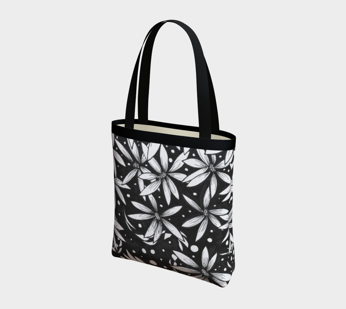 Monochrome Floral and Dots Tote Bag thumbnail #4