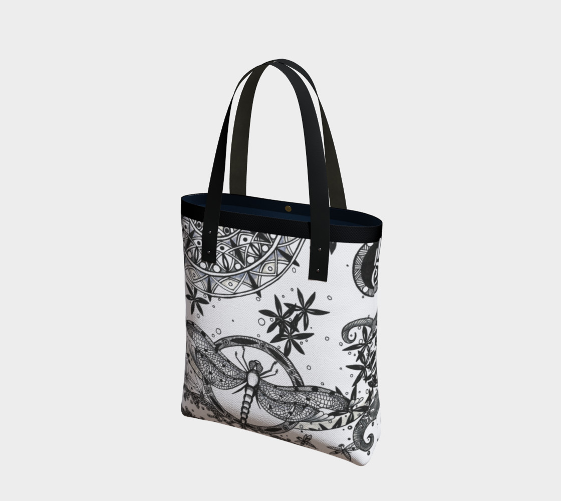 Dragonfly Floral Mandala Forest Urban Tote 3D preview