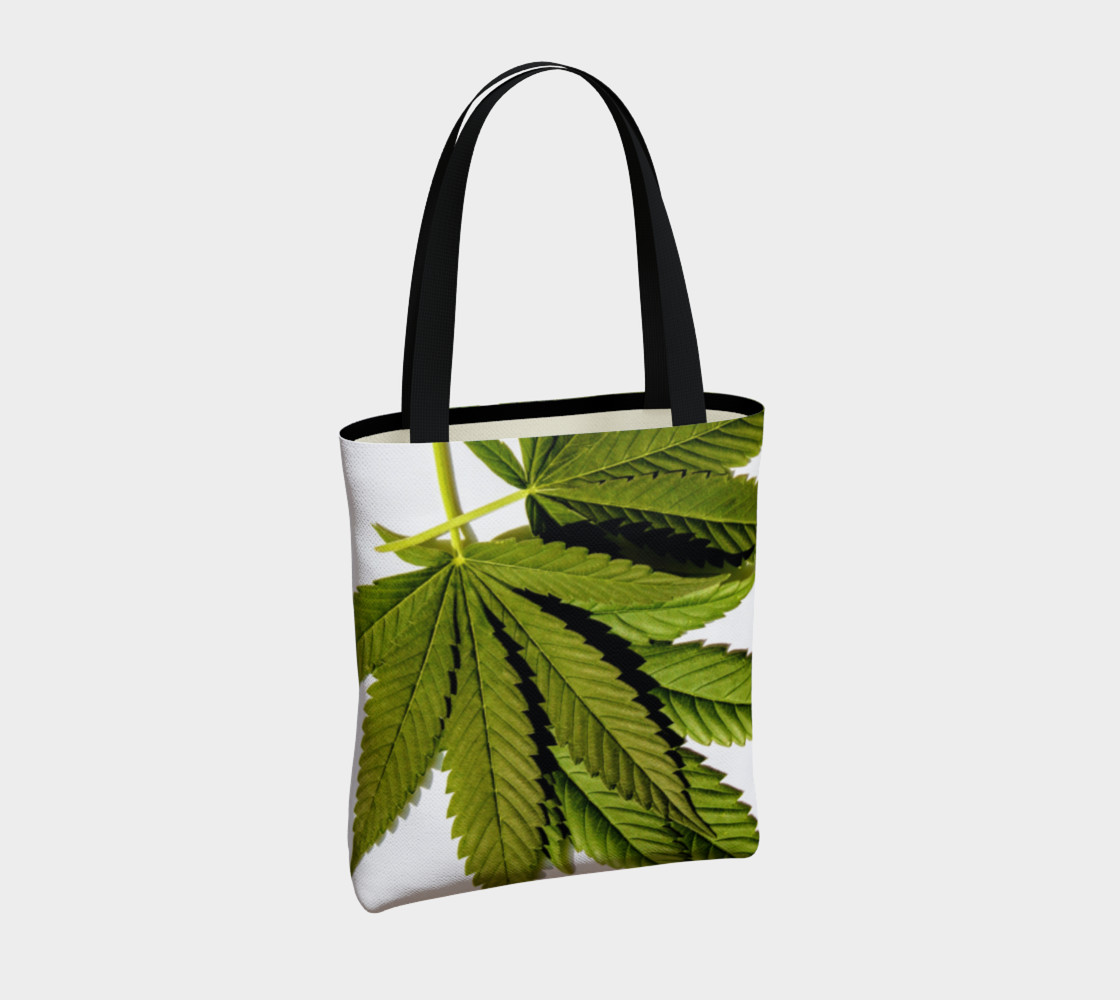 Marijuana Leaves Olive and Black on White preview #4