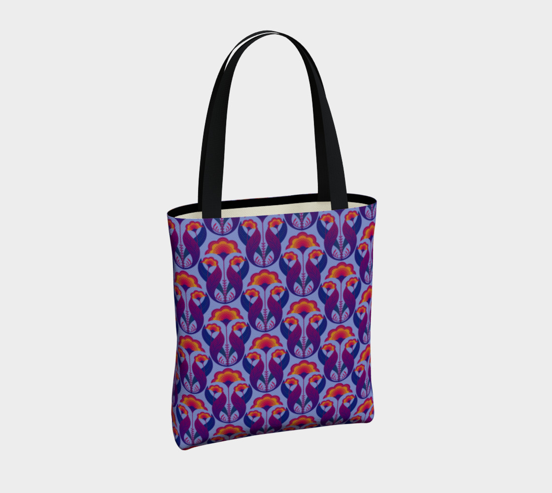 Folk art flowers repeat blue preview #4
