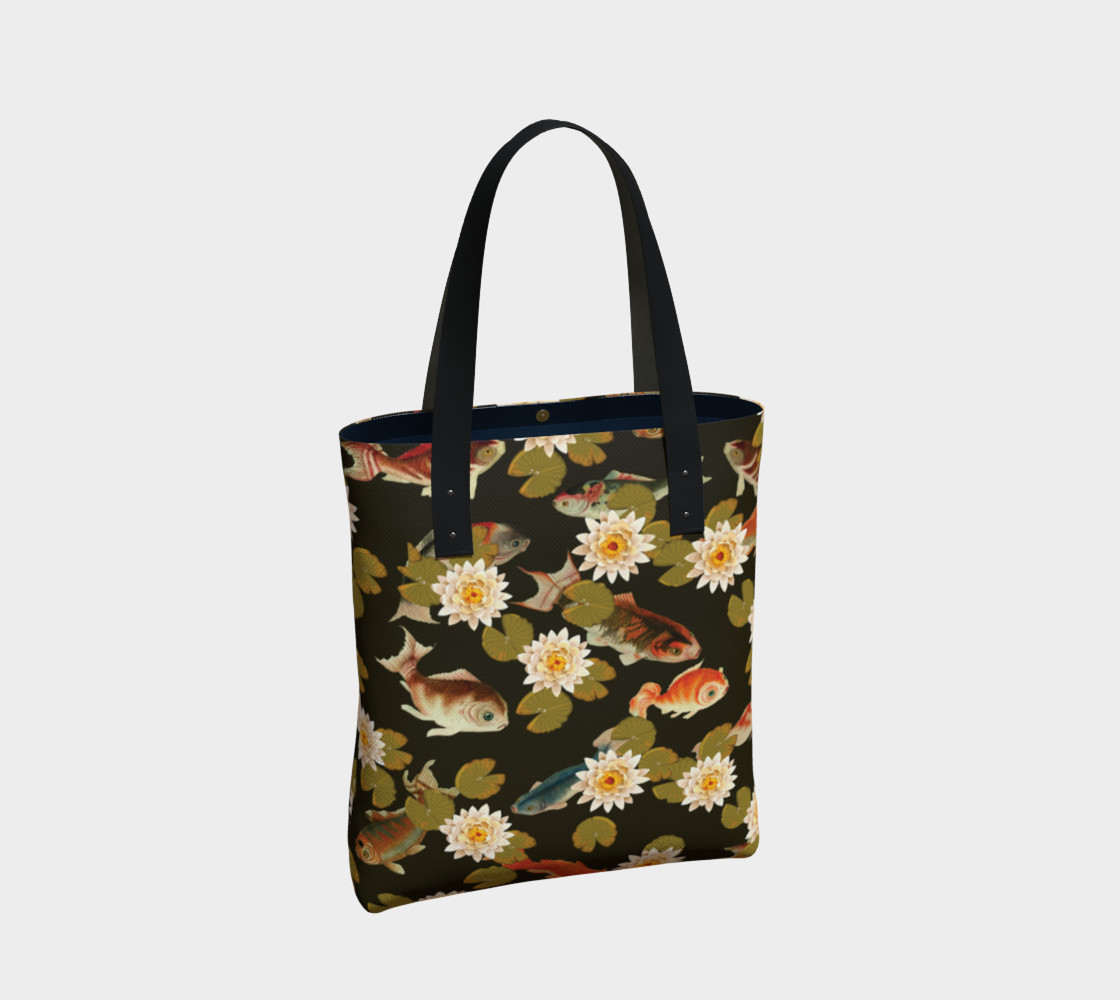 Koi & Lily Pads in Dark Water - Tote Bag preview #2