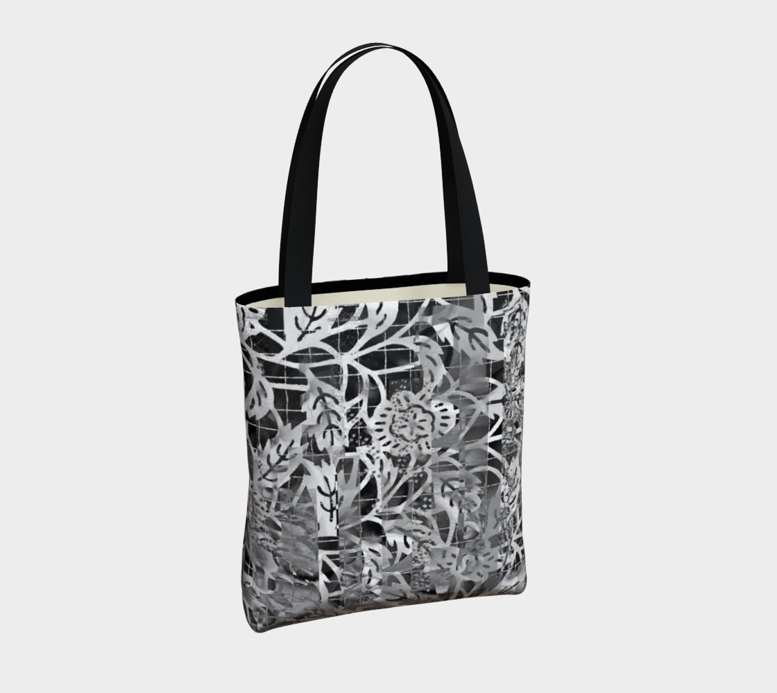Aperçu de Gray Floral Tote 180121 #4