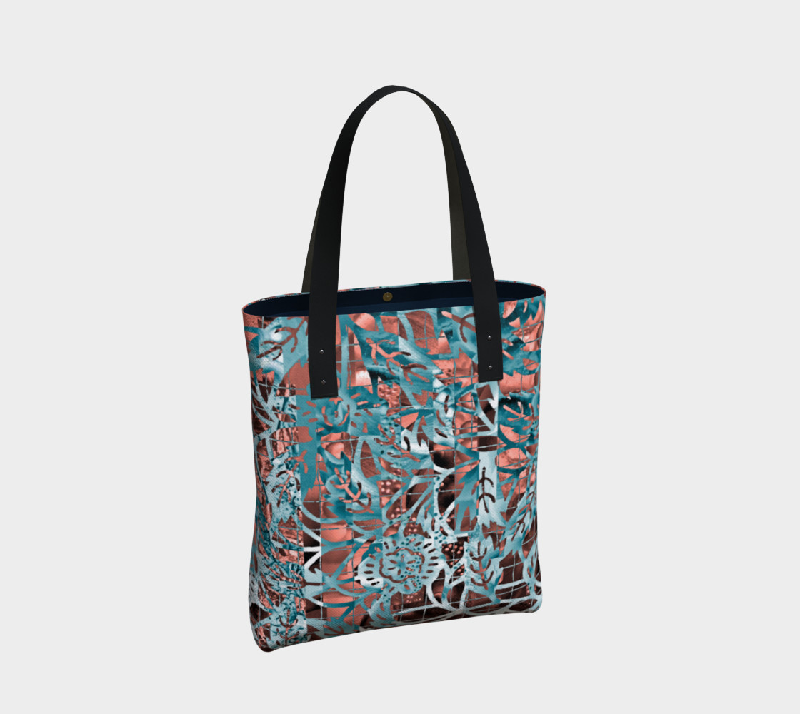 Aperçu de Blue Peach Floral Tote 180122 #2