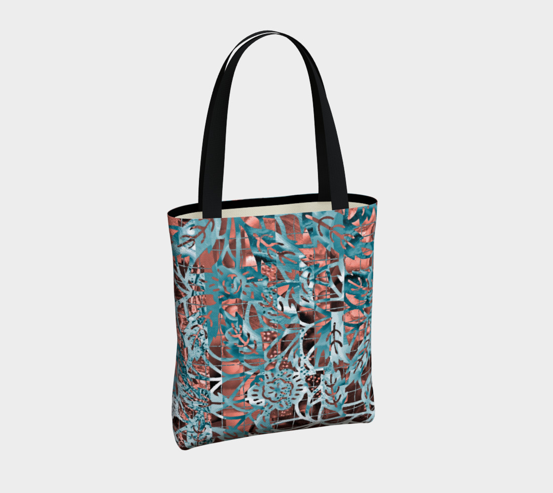 Aperçu de Blue Peach Floral Tote 180122 #4