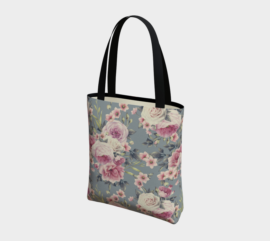 Lovely Shabby Chic Pink Roses on Green Background preview #3