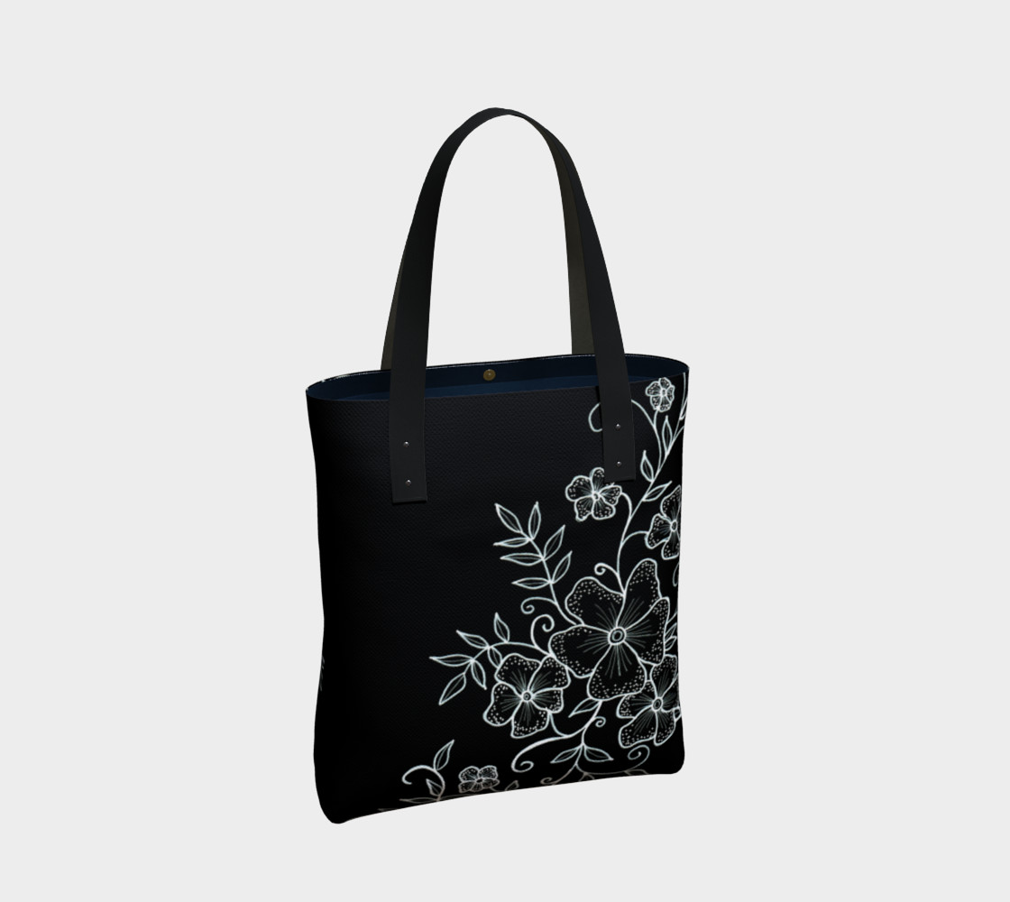 Black and White Floral Ornaments Tote Bag preview #2