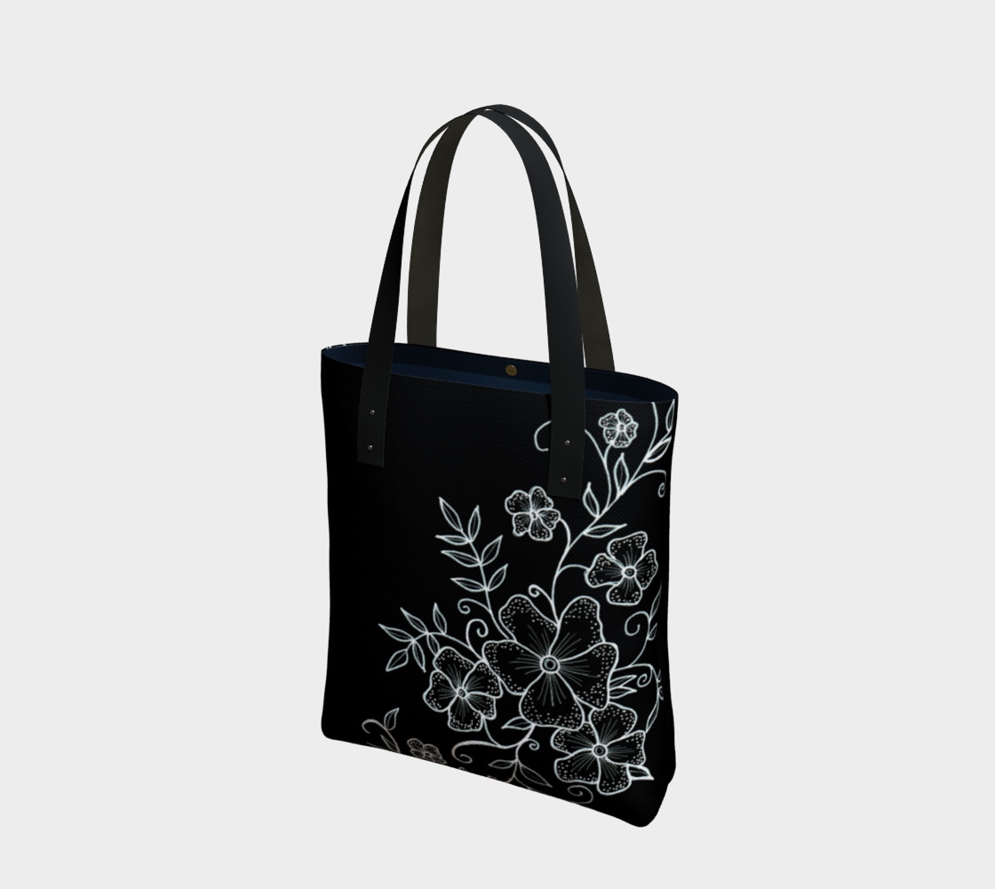 Black and White Floral Ornaments Tote Bag preview #1