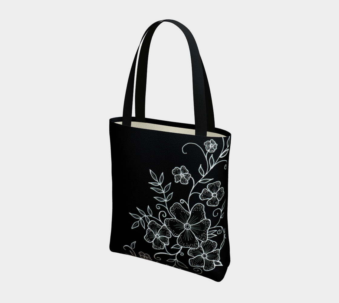Black and White Floral Ornaments Tote Bag preview #3