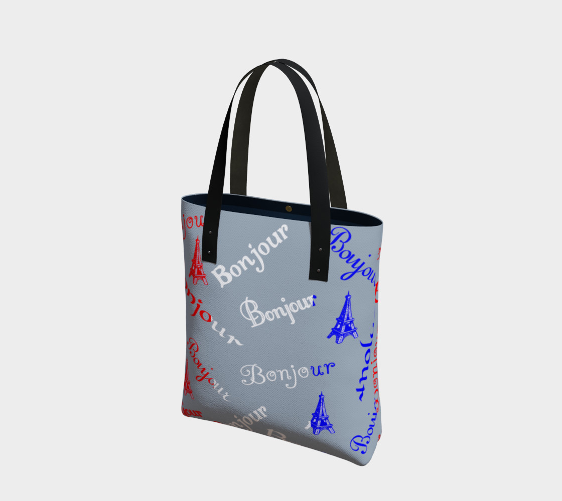French Flag Bonjour Tote Bag preview #1