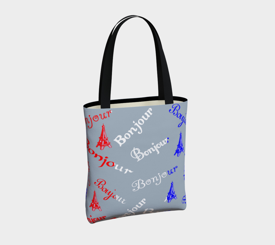 French Flag Bonjour Tote Bag preview #4