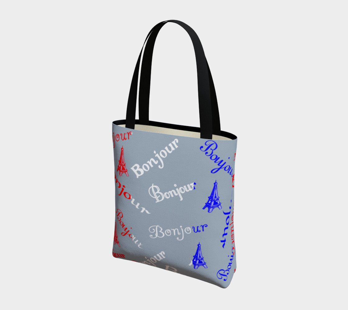 French Flag Bonjour Tote Bag preview #3