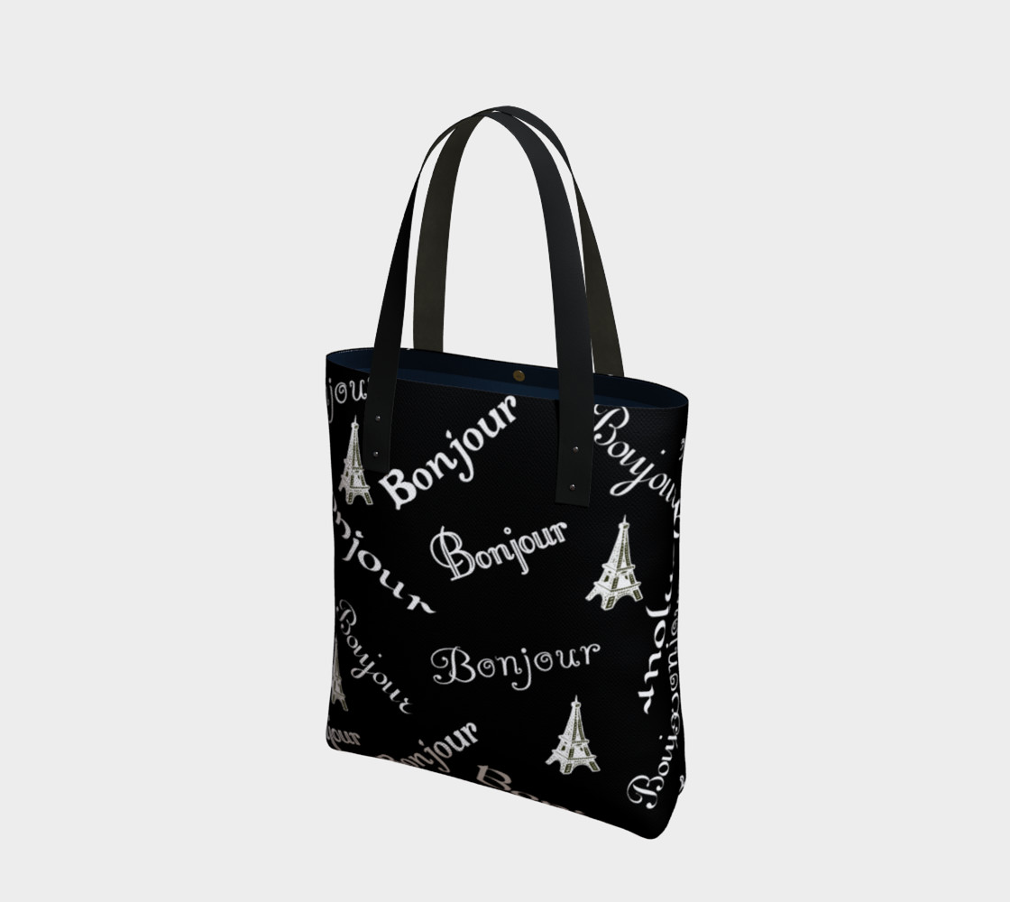 Aperçu de White Bonjour Tote Bag #1