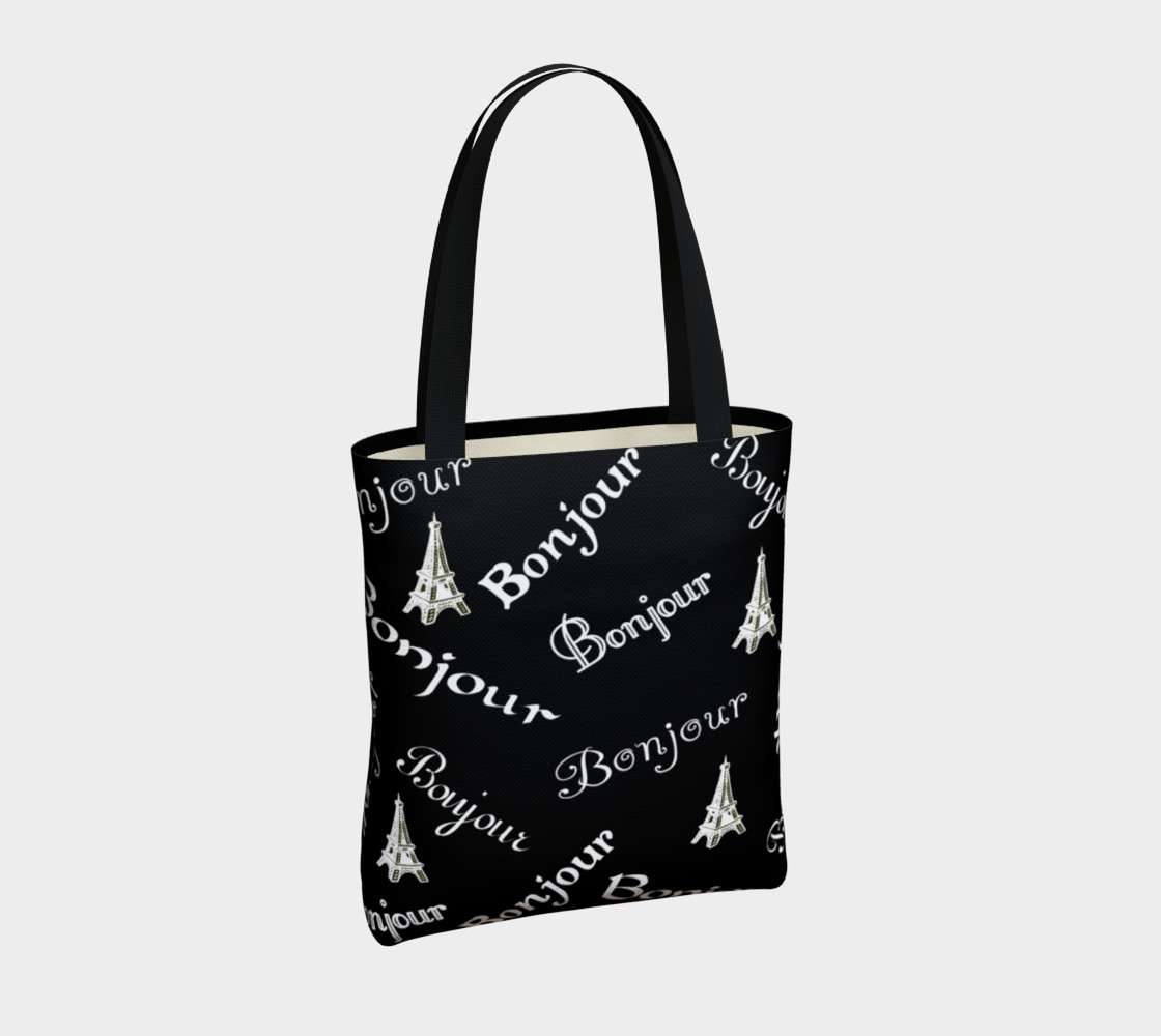 Aperçu de White Bonjour Tote Bag #4