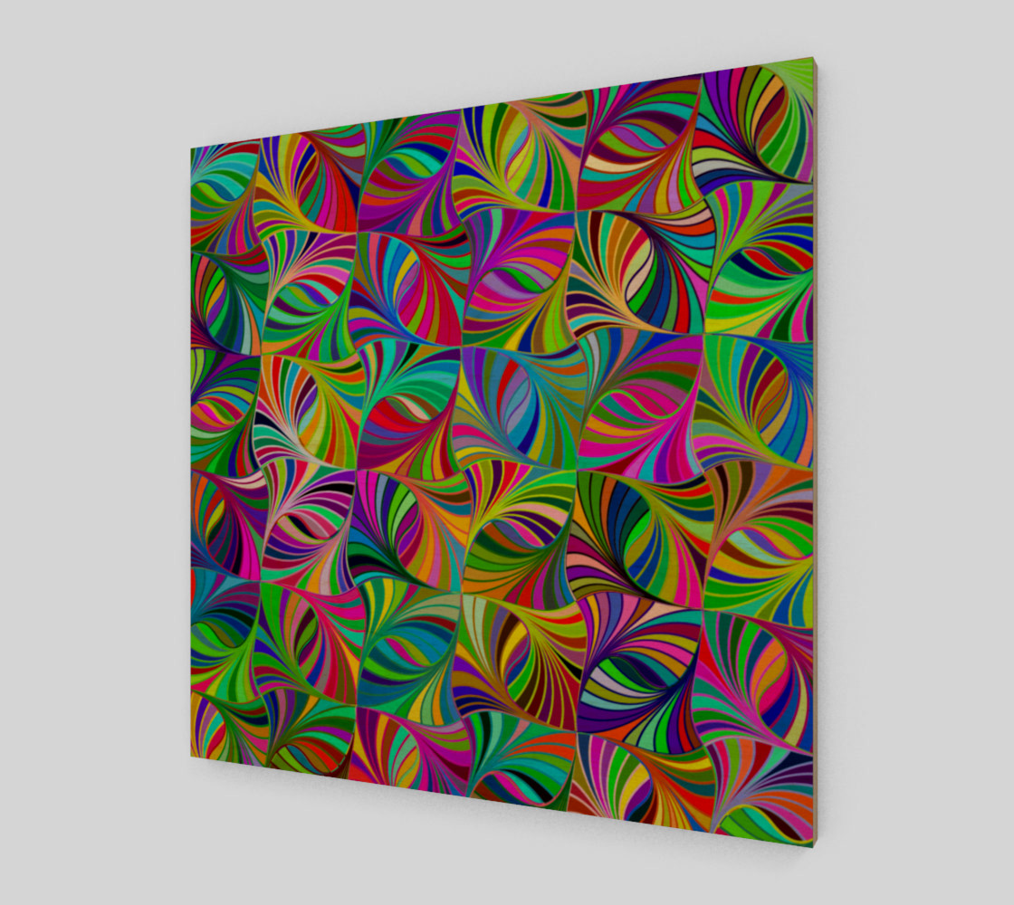 Circular Colorful Geometric Abstract Wood Print thumbnail #2