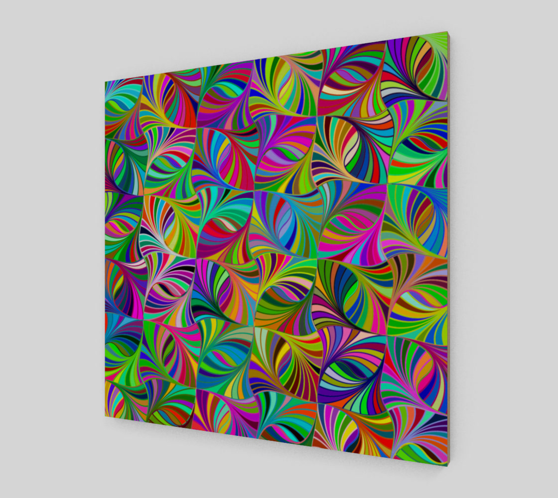 Circular Colorful Geometric Abstract Wood Print thumbnail #3