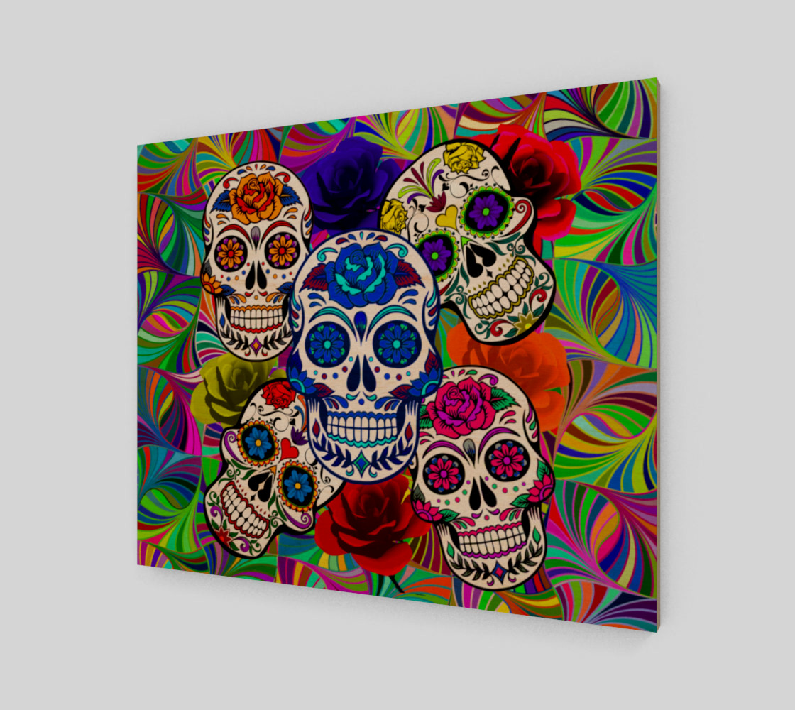 Sugar Skulls Circular Colorful Geometric Abstract Art Print preview #1