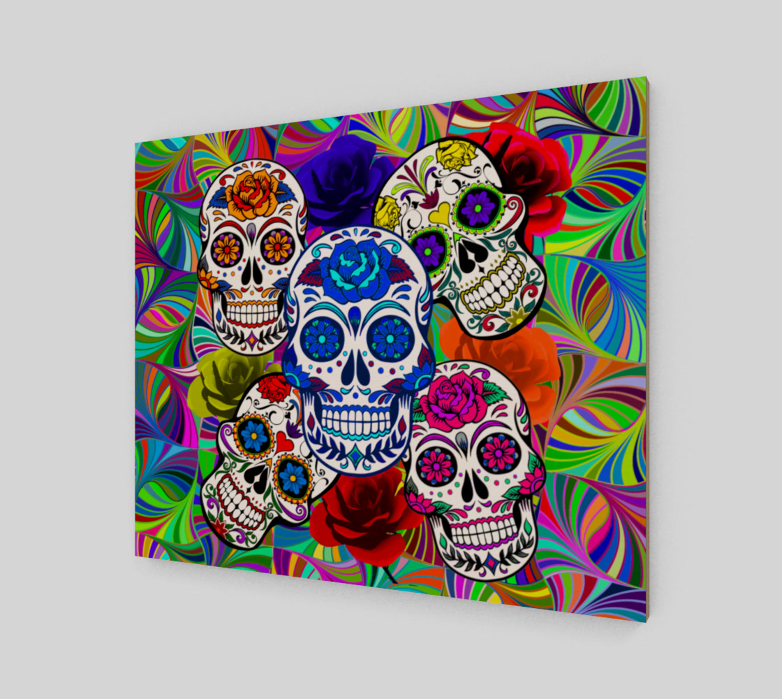 Sugar Skulls Circular Colorful Geometric Abstract Art Print preview #2