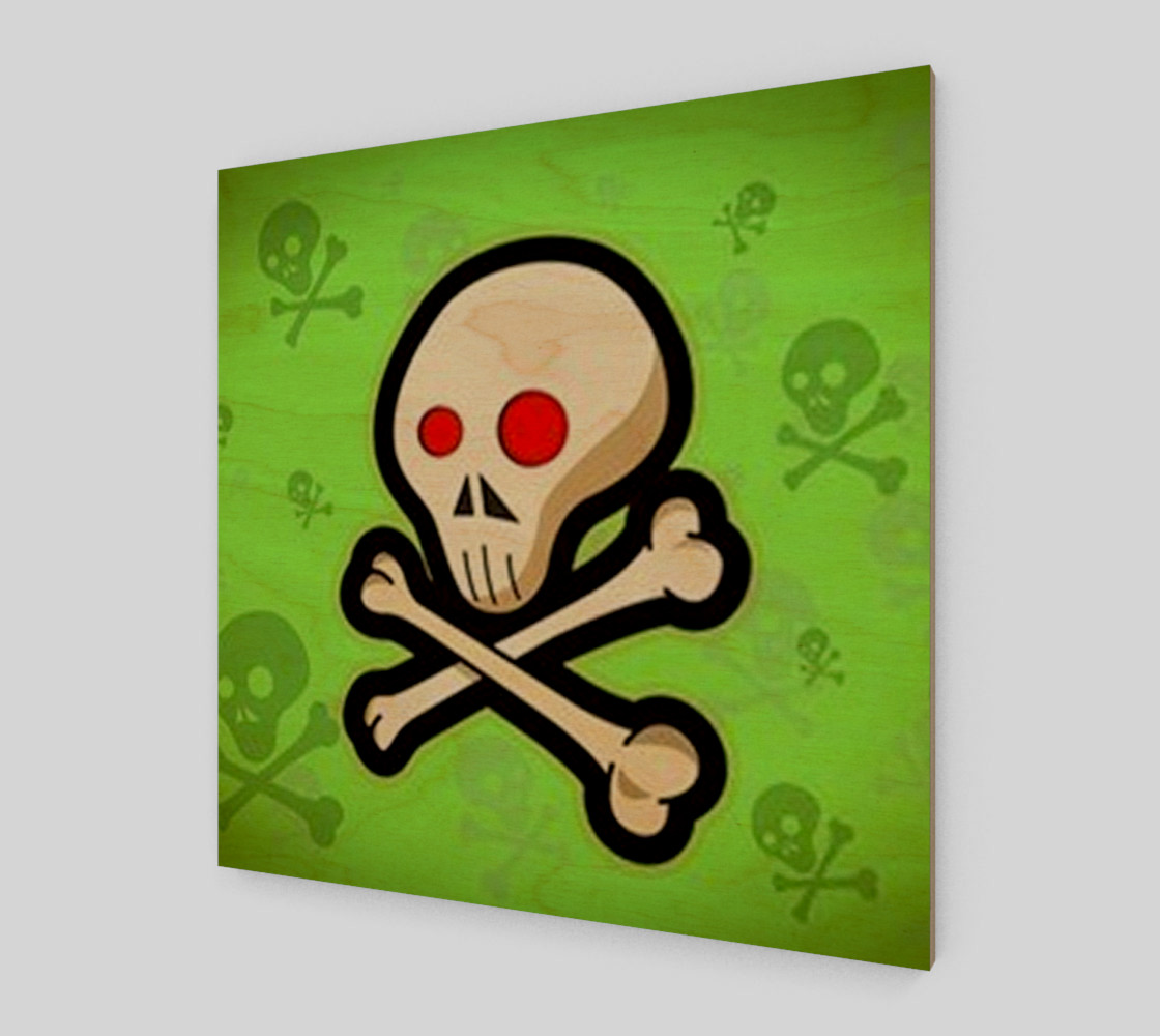 Cartoon Skull On Green Wall Art preview #1