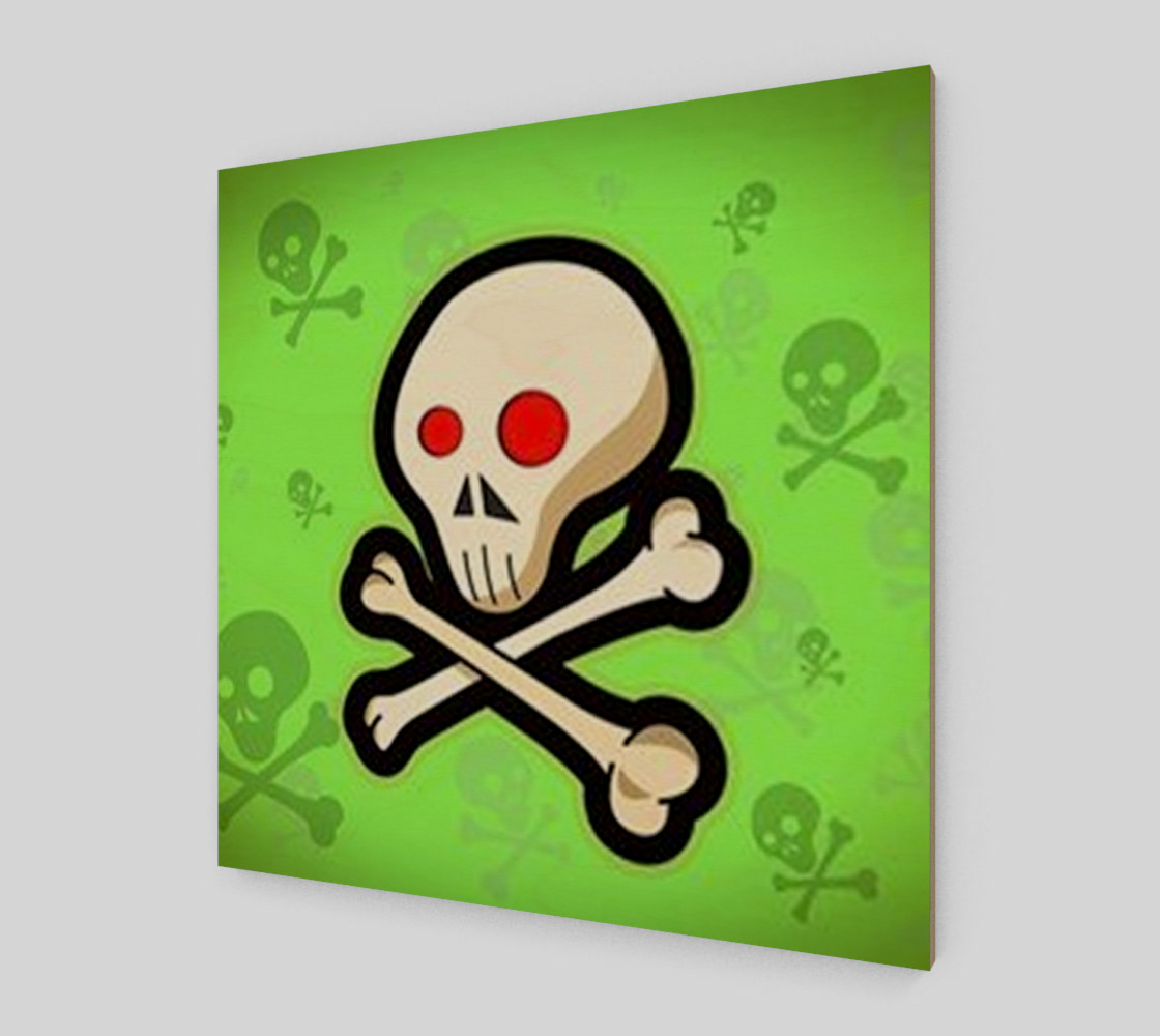 Cartoon Skull On Green Wall Art preview #2