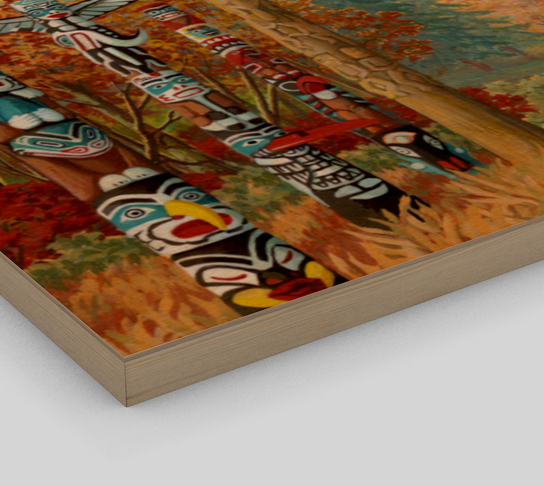 Vancouver Totem Landscape Cityscape Painting Printed on Canvas preview #3