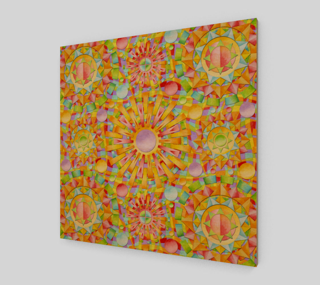 Aperçu de Candy Rainbow Mandala Wood Print #1