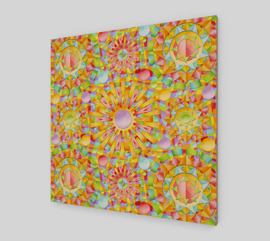 Aperçu de Candy Rainbow Mandala Wood Print #2