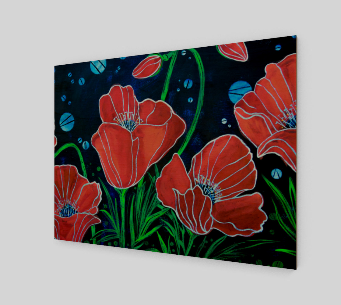 Stylized Poppies Wall Art 3D preview